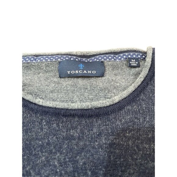 Toscano Sweater Blue Long Sleeve Wool Round Neck Classic Mens M - Picture 2 of 3